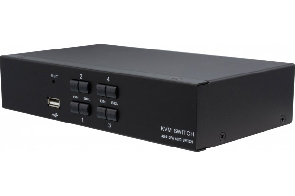 DEXLAN KVM Switch DisplayPort 4K/USB/Audio 4 ports + câbles