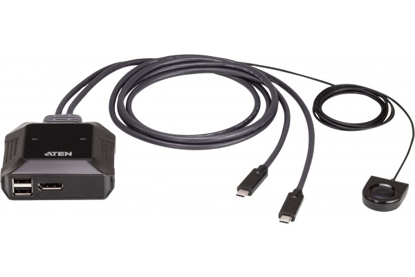 ATEN US3312 Commutateur KVM DisplayPort 4K 2 ports USB-C avec télécommande