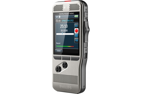PHILIPS Pocket-Mémo 7200 avec un bouton glissière, 2 mic st, entrée carte SD ave