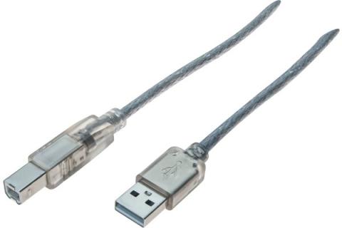 Cordon USB 2.0 type  A / B transparent - 3,0 m